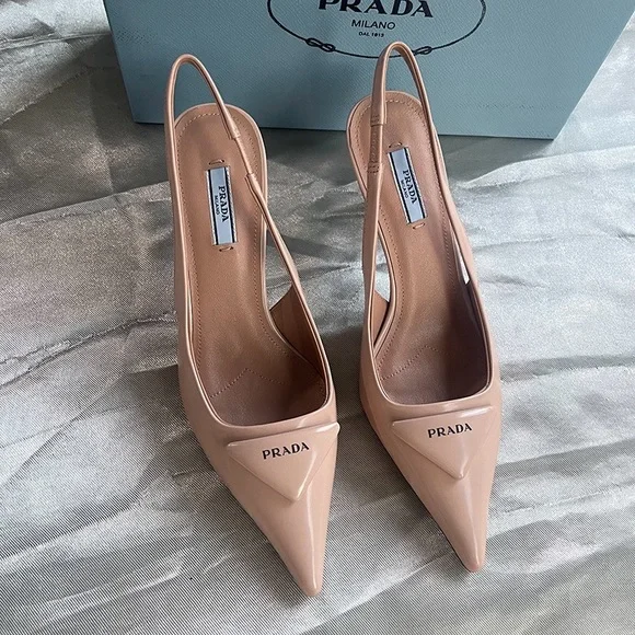 Prada Nude Pointed Toe Heels - Picture 1 of 8